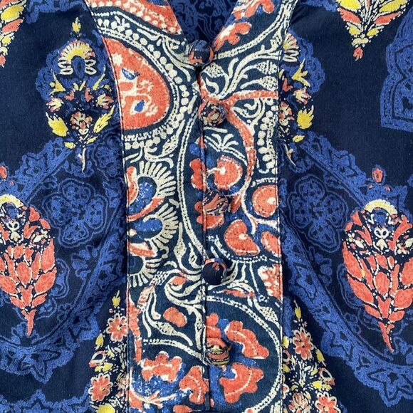 lucky Brand Blue and Pink Women's Tunic Kimono Coverup Top 1X Boho Beach Casual - Picture 4 of 11